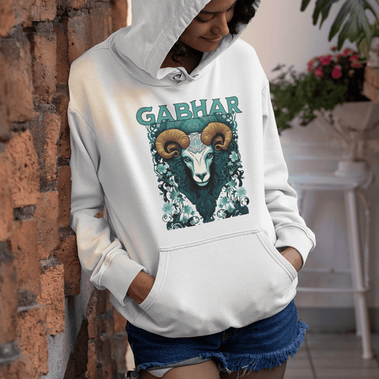 eirin. irish-streetwear Women's Ceilteach Gabhar (Wild Goat) Celtic Totem Hoodie