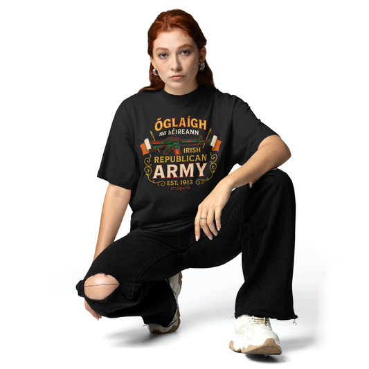 Women's Óglaigh na hÉireann Est. 1919 Oversized Black T-Shirt