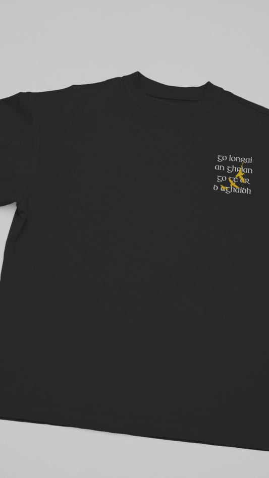 Men's 'May The Sun Shine Warm Upon Your Face' Gaeilge Print Black T-Shirt