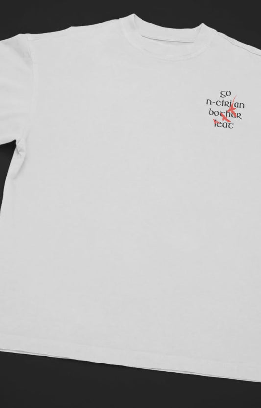 Men's 'May The Road Rise To Meet You' Gaeilge Print White T-Shirt