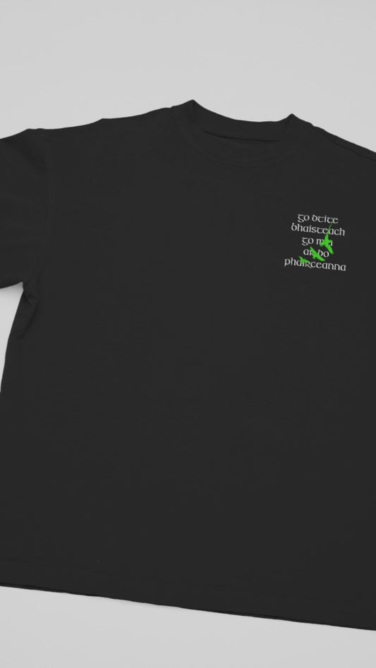 Men's 'May The Rains Fall Softly Upon Your Fields' Gaeilge Print Black T-Shirt