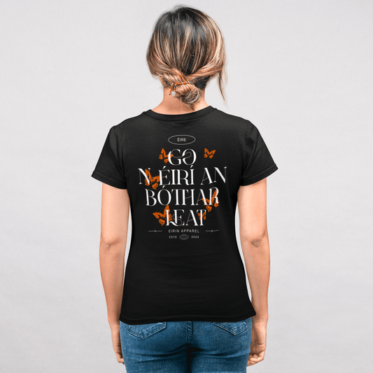 Women's 'May The Road Rise To Meet You' Gaeilge SoftStyle Black T-Shirt