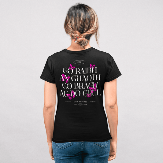 Women's 'May The Wind Always Be At Your Back' Gaeilge SoftStyle Black T-Shirt