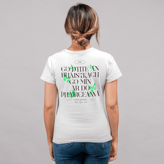 Women's 'May The Rains Fall Softly Upon Your Fields' Gaeilge SoftStyle White T-Shirt