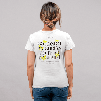 Women's 'May The Sun Shine Warm Upon Your Face' Irish Blessing White T-Shirt